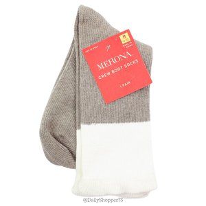 Merona Women's Crew Boot Socks - Warm Gray & Cream